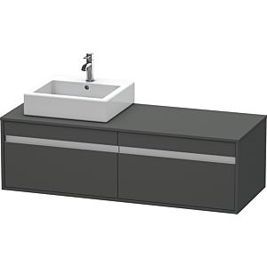 Duravit Ketho Waschtisch-Unterschrank KT6697L4949 140x55x42,6cm, für Aufsatzbecken, 2 Auszüge, Ausschnitt links, graphit matt