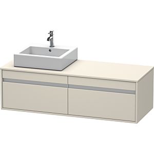 Duravit Ketho Waschtisch-Unterschrank KT6697L9191 140x55x42,6cm, für Aufsatzbecken, 2 Auszüge, Ausschnitt links, Taupe