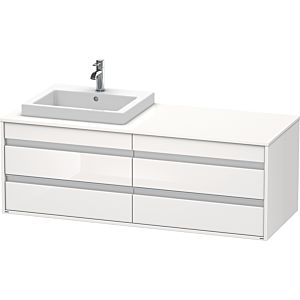 Ketho Duravit vasque KT6757L2222 140x55x49,6cm, pour vasque à encastrer, 4 tiroirs, découpe à gauche, blanc brillant