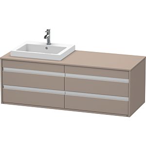 Duravit Ketho Waschtisch-Unterschrank KT6757L4343 140x55x49,6cm, für Einbauwaschtisch, 4 Schubkästen, Ausschnitt links, basalt matt