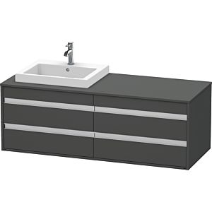 Duravit Ketho Waschtisch-Unterschrank KT6757L4949 140x55x49,6cm, für Einbauwaschtisch, 4 Schubkästen, Ausschnitt links, graphit matt