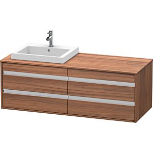 Duravit Ketho vanity unit KT6757L7979 140x55x49.6cm, for built-in washbasin, 4 drawers, cut-out on the left, natural walnut
