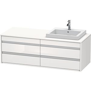 Ketho Duravit vasque KT6757R2222 140x55x49,6cm, pour vasque à encastrer, 4 tiroirs, découpe à droite, blanc brillant