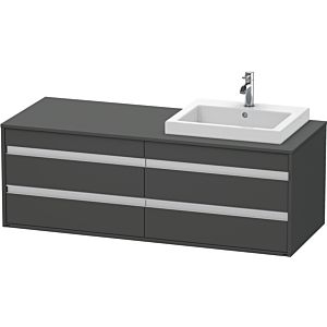 Duravit Ketho Waschtisch-Unterschrank KT6757R4949 140x55x49,6cm, für Einbauwaschtisch, 4 Schubkästen, Ausschnitt rechts, graphit matt