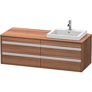 Ketho Duravit vasque KT6757R7979 140x55x49,6cm, pour vasque à encastrer, 4 tiroirs, découpe à droite, noyer naturel