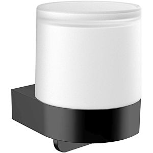 Distributeur de savon liquide Emco Flow 272113301 noir, verre cristal, avec gobelet, finition satinée, modèle mural