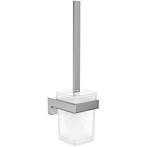 Emco Cue ensemble de brosse de toilette 321500100 chromé , modèle mural, verre cristal satiné, manche de brosse