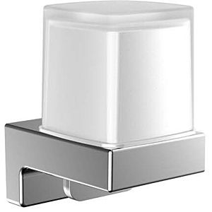 Distributeur de savon liquide Emco Cue 322100100 à coller et à visser, chromé , avec gobelet, verre cristal satiné, 155 ml