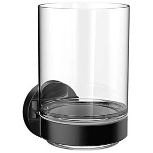 Emco Round glass holder 432013300 black, clear crystal glass