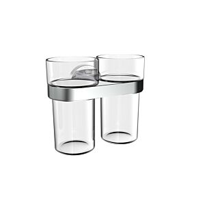 Emco round C double glass holder 432500100 chrome, wall model, plastic cup