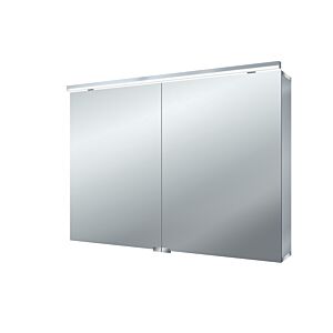 Emco Asis Pure (LED) Aufputz-Lichtspiegelschrank 979705283 1000x728mm, Aluminium, 2 Türen, mit Waschtischbeleuchtung