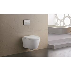 Ensemble de toilette Fukana round, blanc, sans bride, avec abattant WC