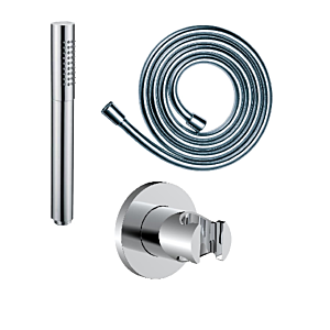 Fukana stile Wannenset, chrom mit Handbrause, Halter und Brauseschlauch