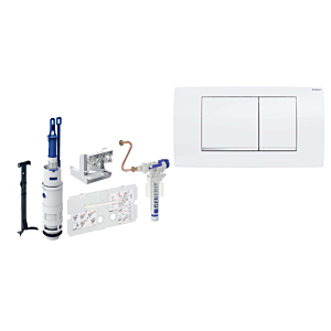 Geberit Umbauset UP Spülkasten Bj. 1988-97 Füllventil mit Betätigungsplatte Twinline 30 weiß, Komplettset zum Umbau auf 2-Mengen-Spülung