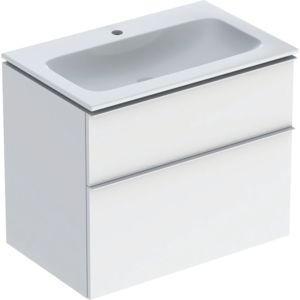 Geberit Icon washbasin with vanity unit 75 cm 502332011 Washbasin set 75x63x48cm, white/KeraTect, body white high-gloss, handle white matt