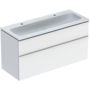 Geberit Icon washbasin with vanity unit 120 cm 502334011 Washbasin set 120x63x48cm, white/KeraTect, body white high-gloss, handle white matt
