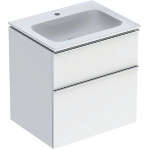 Geberit iCon washbasin with vanity unit 60 cm 502335012 Washbasin set 60x63x48cm, white, body white high gloss, handle chrome shiny
