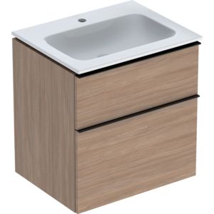 Geberit Icon washbasin with vanity unit 60 cm 502335JH1 Washbasin set 60x63x48cm, white, body oak, handle lava matt