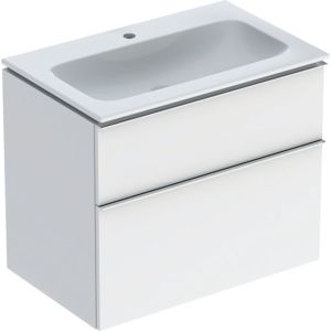 Geberit Icon washbasin with vanity unit 75 cm 502336012 Washbasin set 75x63x48cm, white, body white high-gloss, handle chrome shiny