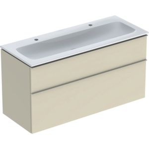 Geberit iCon washbasin with base cabinet 120 cm 502338JL1 Washbasin set 120x63x48cm, white, body sand high gloss, handle sand matt