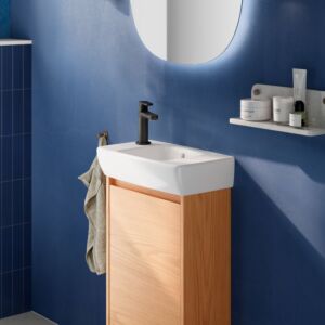 Geberit Renova Compact vanity unit 504081PS1, 1 door, carcass/front natural oak / melamine wood structure, width 41.2 cm