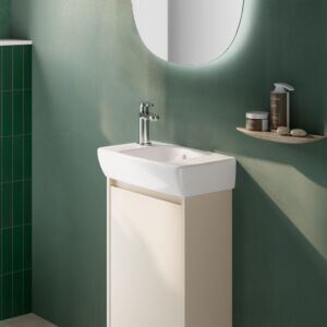 Geberit Renova Compact vanity unit 504081DB1 1 door, carcass/front sand grey / lacquered silk matt, width 41.2 cm