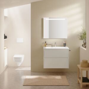 Geberit Renova Plan Möbel-Waschtisch-Set 504040001 Breite 80cm, Korpus/Front weiß / lackiert seidenmatt, Waschtisch weiß