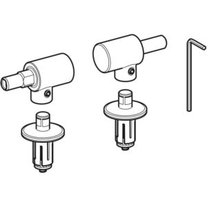 Jeu de charnières Geberit 598058000 avec mécanisme de fermeture amortie, chromé, pour abattant de toilettes