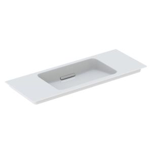 Geberit One furniture washbasin 500396011 105x13x40cm, without tap hole, concealed overflow, white Keratect/cover bright chrome