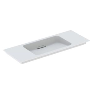Geberit One lavabo pour meuble 500396013 105x13x40cm, sans trou pour robinetterie, recouvert de trop-plein, blanc Keratect/couvercle blanc brillant