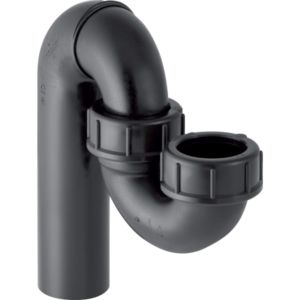 Geberit pipe bend odor trap 152041161 DN 50/56, inlet / outlet vertical, PE-HD, black