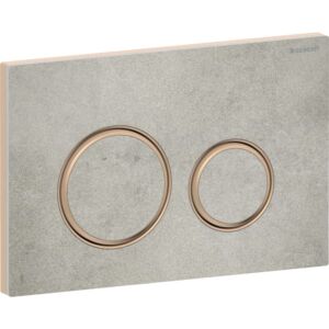 Plaque de déclenchement ronde Geberit Sigma 50 115650JV1 Plaque/bouton chromé, aspect béton, anneau or rose, pour chasse d&#39;eau à 2 niveaux