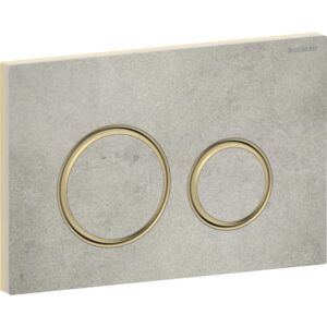 Geberit Sigma 50 Round actuator plate 115652JV1 Plate/button chrome-plated, concrete look, brass ring, for 2-measure flush