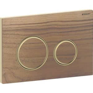 Geberit Sigma 50 Round actuator plate 115652JX1 plate/button chrome-plated, walnut, brass ring, for 2-measure flush