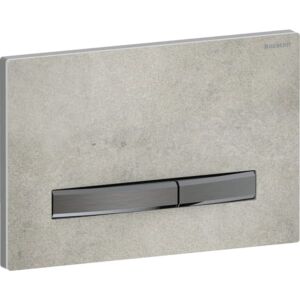 Plaque de déclenchement Geberit Sigma 50 Square 115671JV2, aspect béton, plaque/bouton noir chromé, pour double chasse