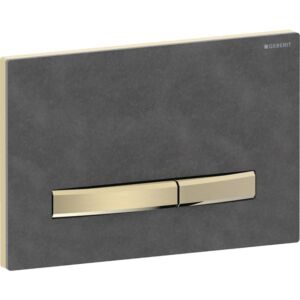Plaque de déclenchement Geberit Sigma 50 Square 115672JM2, plaque de recouvrement Mustang ardoise, plaque/bouton en laiton, pour double chasse