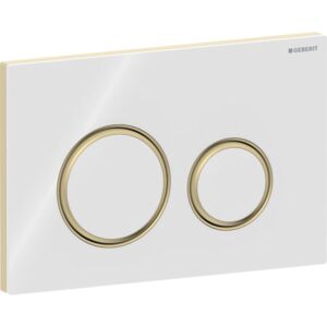 Geberit Sigma 50 Round actuator plate 115652SI1 plate/button white, ring brass, for 2-measure flush