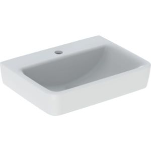 Geberit Renova Plan hand wash basin 501629008 50x38cm, tap hole in the middle, without overflow, white KeraTect