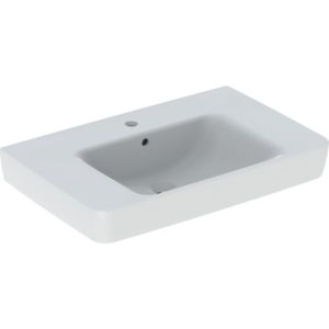 Geberit Renova Plan lavabo 501694001 75x48cm, trou pour robinetterie au milieu, avec trop-plein, espace de rangement, blanc
