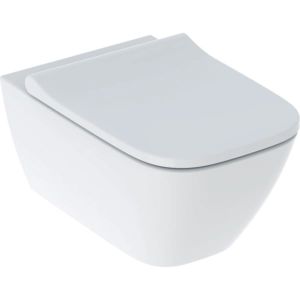 Geberit Smyle Square Set WC suspendu à fond creux avec abattant antibactérien 500683002 sans rebord, blanc