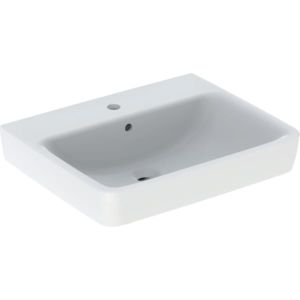 Geberit Renova Plan lavabo 501636008 60x48cm, trou pour robinetterie au milieu, avec trop-plein, blanc KeraTect