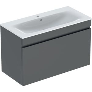 Geberit Renova Plan meuble lavabo 501917JK1 100x62,2x48cm, corps/façade lave mat/vasque blanc