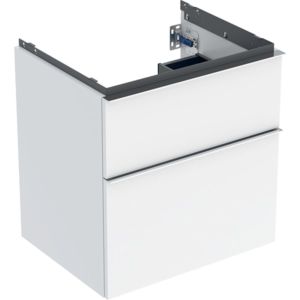 Geberit iCon meuble sous-vasque 502303012 59,2x61,5x47,6cm, 2 tiroirs, blanc /laqué brillant/poignée chromée brillante