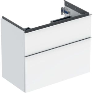 Geberit iCon meuble sous-vasque 502308012 74x61,5x41,6cm, 2 tiroirs, blanc brillant, poignée chromée brillante