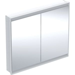 Geberit One armoire à glace 505804002 105 x 90 x 15 cm, blanc / aluminium peint par poudrage, avec ComfortLight, 2 portes