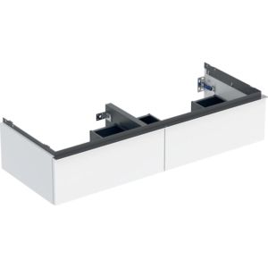 Geberit iCon meuble bas double vasque 502314012 118,4x24,7x47,6cm, 2 tiroirs, blanc /laqué brillant/poignée chromée brillante
