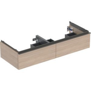 Geberit iCon meuble sous-vasque double 502314JH1 118,4x24,7x47,6cm, 2 tiroirs, poignée chêne/lave mat