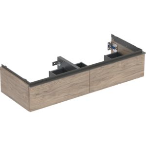 Geberit iCon meuble bas double vasque 502314JR1 118,4x24,7x47,6cm, 2 tiroirs, poignée noyer/lave mat