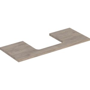 Geberit One washbasin plate 505285006 120 x 3 x 47 cm, walnut hickory/melamine wood structure, cut-out in the middle