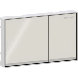 Plaque de déclenchement Geberit Omega 60 Square 115081JL1, bouton gris sable, cadre chromé brillant, montage encastré, pour double chasse